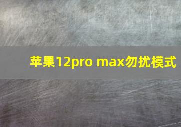 苹果12pro max勿扰模式